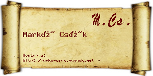 Markó Csák névjegykártya